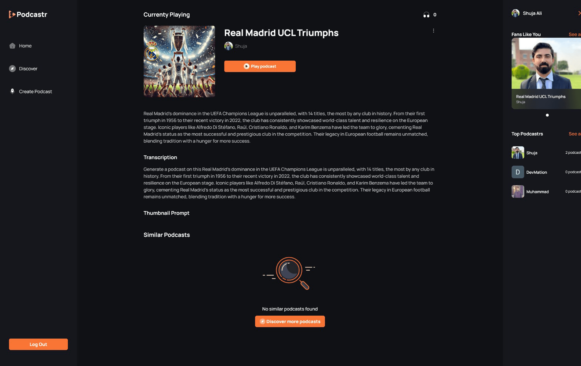 Podcast AI screenshot